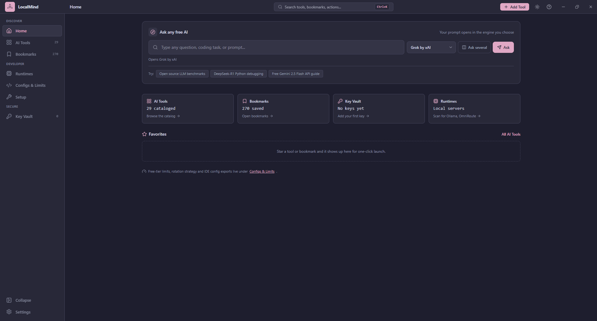The LocalMind home page